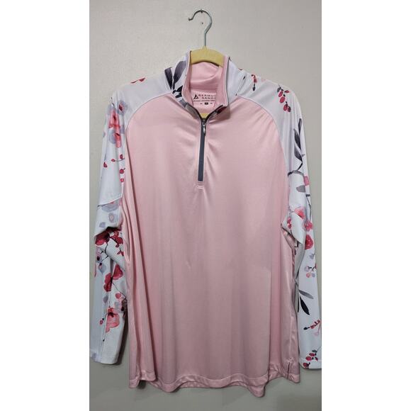 Women's Bermuda Sands Athletic Three Quarter Zip Pink/White 2 XL Top - Picture 1 of 6